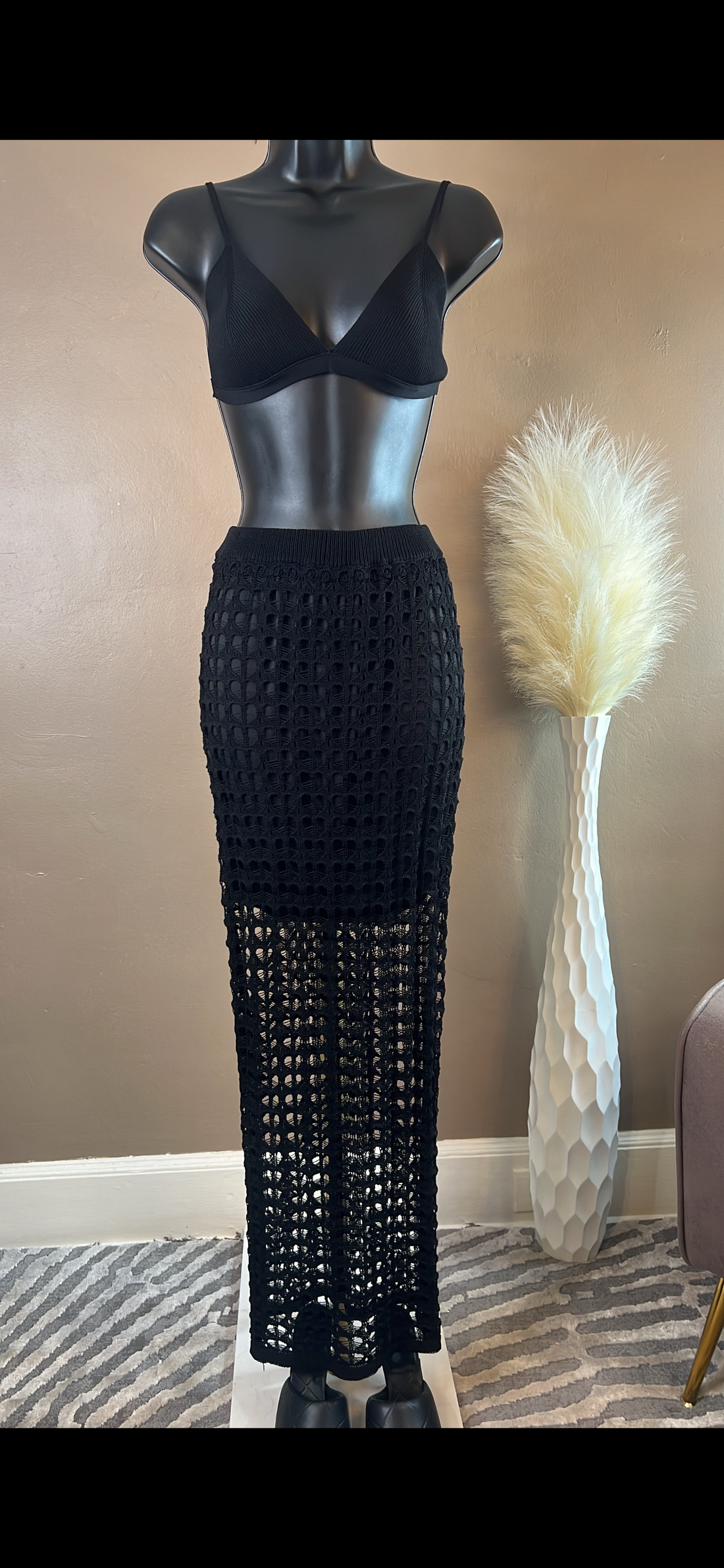 Black Crochet Skirt